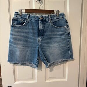 Good American Light Blue High-Rise Denim Shorts